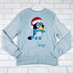 Bluey Christmas‎ Santa Hat Fuzzy Pullover Sweatshirt - Women's Size Medium